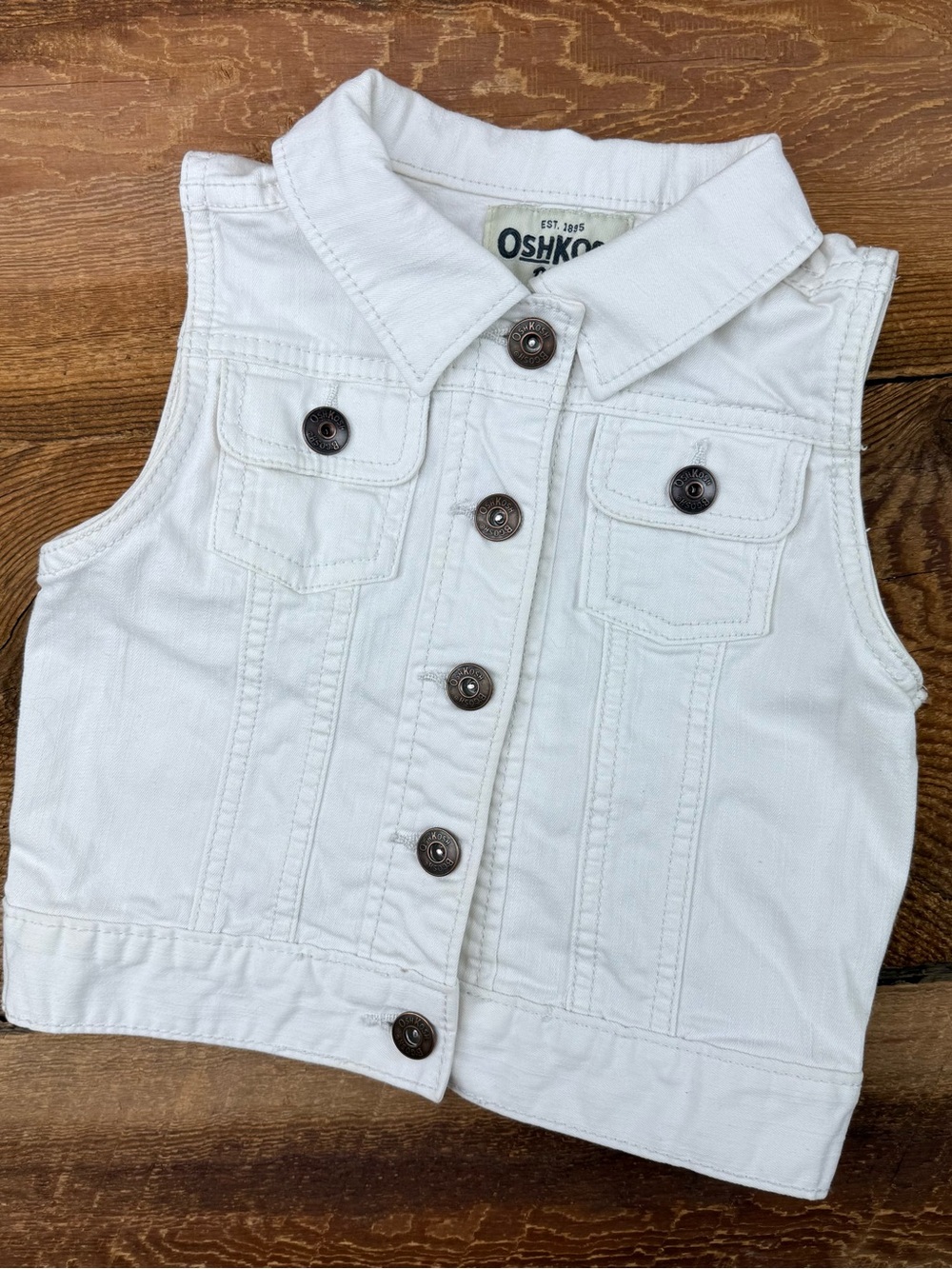 OshKosh White Kids Button-Up Jean Vest